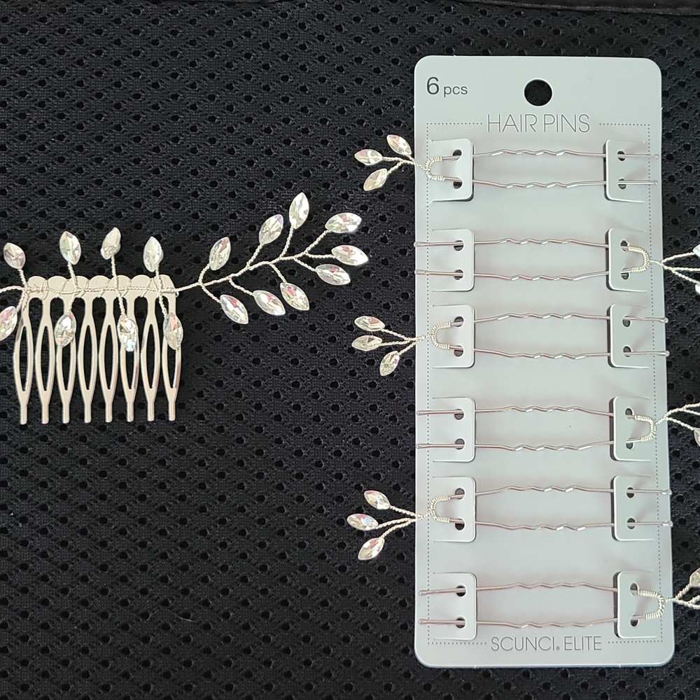 Silver Floral Hair Accessories with Botanical Motifs Bundle